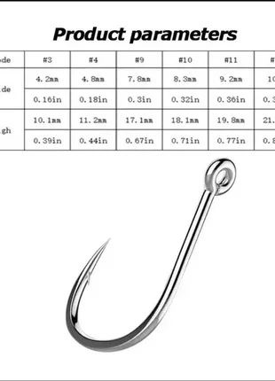 Гачки крючки № 3, 4, 9, 10, 11, 12 та великі - 4 на 1,6 см.