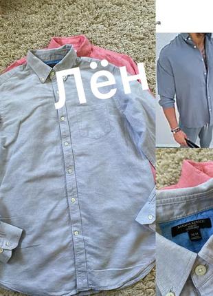 Базовая серо/голубая льняная рубашка ,banana republic,p.s-m