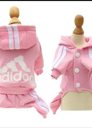 Спортивный комбинезон для собак на флисе adidog, розовый