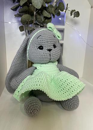Зайчик именитая игрушка, для девочки, подарок малышу, подарок на выписку, ручная работа, зайка девочка