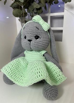Зайчик именитая игрушка, для девочки, подарок малышу, подарок на выписку, ручная работа, зайка девочка5 фото