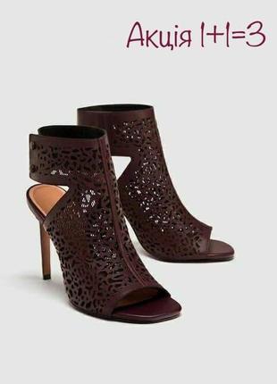 Кожаные босоножки zara stiletto ankle на шпильке туфли сандалии
