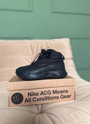 Кросівки зимові хутро nike acg mountain fly high black white fur