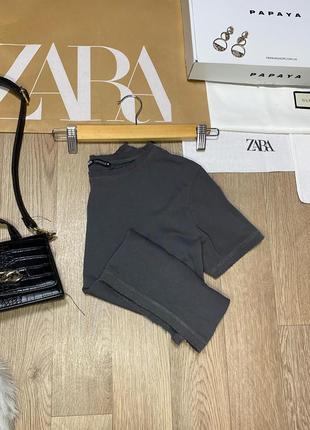 Бавовняна графітова  футболка zara