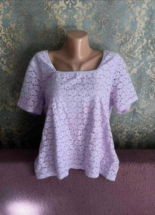 Красивая лиловая блуза большой размер батал 50 /52 блузка футболка