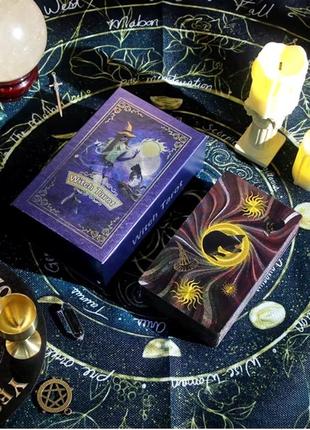 Сверкающее пластиковое ведьмино золотое таро witch tarot люксовая колода гадальных карт в коробке