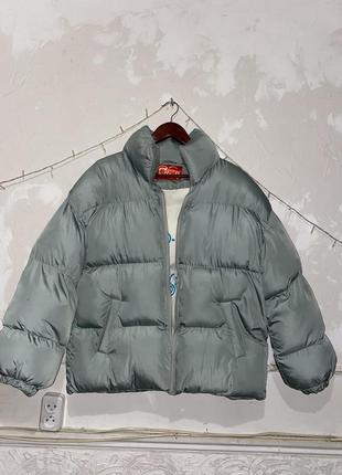 Женская курточка пуффер пуховик набивной аэропух, на подкладке оверсайз