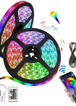 Светодиодная лента smd 5050rgb led 5 м ip65 с bluetooth контролем. подключение 220v