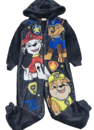 Антрацитовый пушистый комбинезон paw patrol с капюшоном nickelodeon на 3-4 года