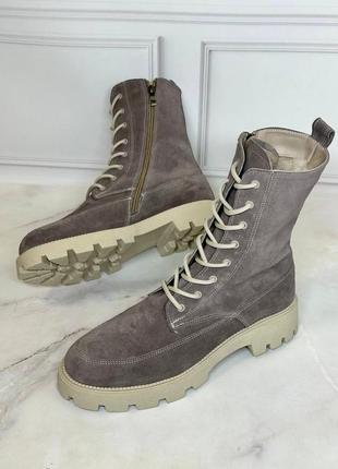 Чоботи /берці натур замш капучино під замовлення 36-44р демі зима