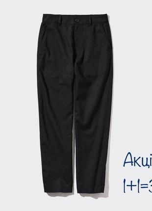 Брюки чинос хлопок +лен uniqlo черного цвета брючины