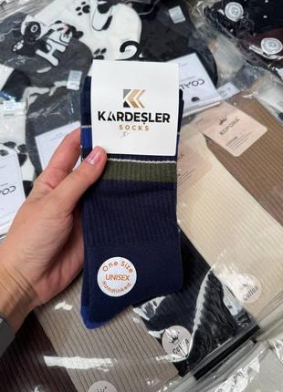 Махровые теплые зимние цветные молочные серые черные синие носки kardesler с резинкой в рубчик однотонные в полоску