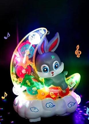 Детский музыкальный ночник зайка на луне moon rabbit детская игрушка с подсветкой и световыми эффект