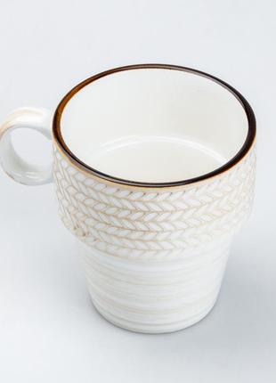 Чашка 350 мл керамічний кухоль для кави чаю бежева3 фото