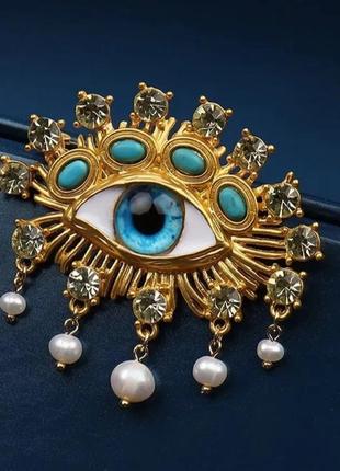 Брошка око в стилі schiaparelli/ брошка- оберіг/  трендова!