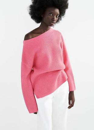 Розовый свитер из смесовой шерсти zara