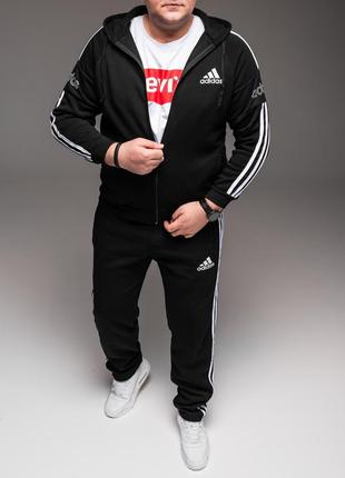 Мужской утепленный костюм черный tour adidas батал