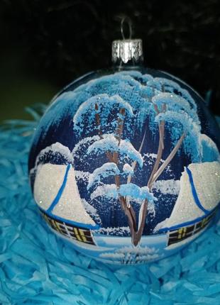 Різдвяна куля ручної роботи будиночок на озері+подарунок