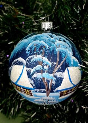 Різдвяна куля ручної роботи будиночок на озері+подарунок