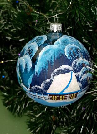 Різдвяна куля ручної роботи будиночок на озері+подарунок