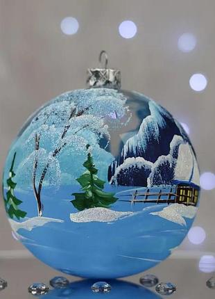 Різдвяна куля ручної роботи будиночок на озері+подарунок