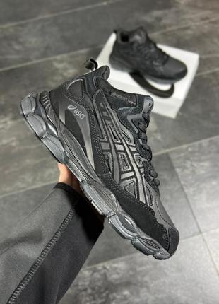 Зимние женские кроссовки asics gel-nyc black winter fur ассикс черного цвета мех