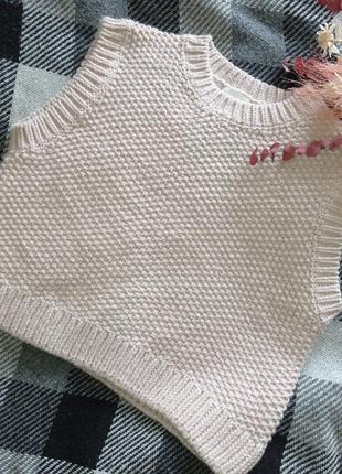 Жилет в'язаний, жилетка грубої в'язки, жилет кемел, жилет на сорочку, в'язана жилетка