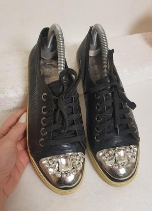 Шикарные кожаные кеды сникеры кроссовки с камнями стразами marco bellini 39