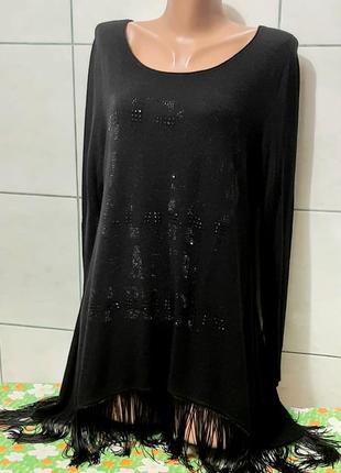 Кофта туника с бахромой оверсайз