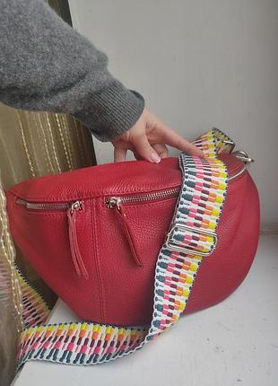 Кожаная сумка бананка italian bags,