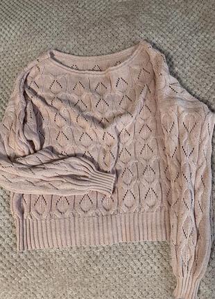 Кофта рожева в’язана з рукавами фанаріками