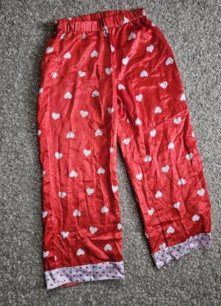 Штаны пижамные атласные с сердечками
