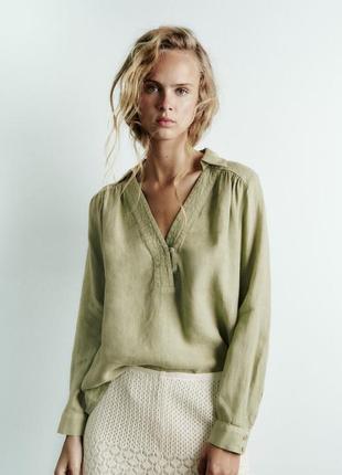 Льняная рубашка zara