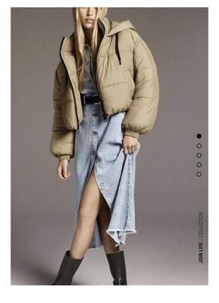 Бежева вкорочена куртка zara2 фото