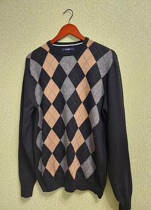 Вовняний чоловічий светр в ромби