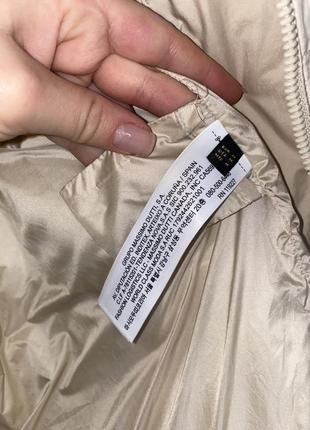 Молочний пуховик пальто еко пух молочна довга куртка пуффер massimo dutti молочный пуховик стёганое пальто7 фото