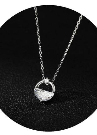 Цепочка с кулоном море с ярким камнем фианит, серебряное покрытие 925 пробы, длина 40+4 см