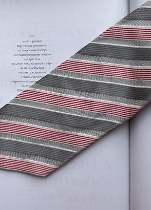 Мужской серый галстук в красную полоску altea milano шелк