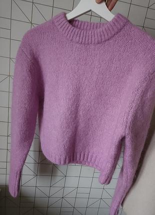 Стильный женский укороченный свитер zara, розовый свитер альпака шерсть, шерстяной свитер zara