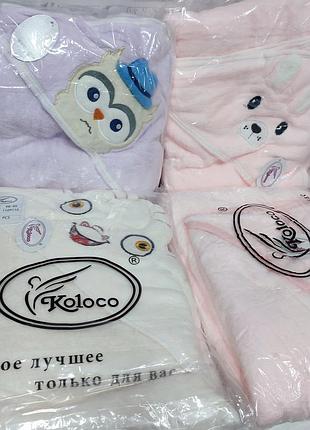 Детские полотенца с уголком, большой размер.