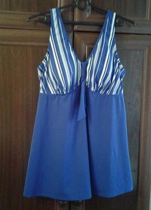 Купальник танкини синего цвета с белой полоской bpc selection bonprix collection батал