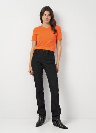 Женская футболка трикотажная оранжевая zara новая коллекция