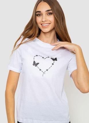 Жіноча футболка з принтом, колір білий, 241r125