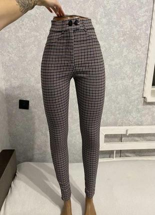 Скинни лосины брюки в клетку primark