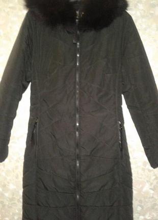 Куртка пальто черное искусственный мех