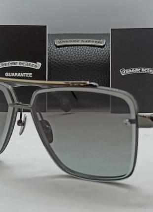 Chrome hearts чоловічі сонцезахисні окуляри класика сірий градієнт в сріблястому металі