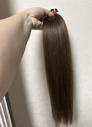 Натуральные волосы,.славянка темно русый 55 см 75 грамм 4000