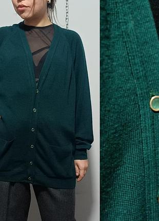 Шерстяной кардиган 100%шерсть/знак качества /92 см/ изумрудного цвета
