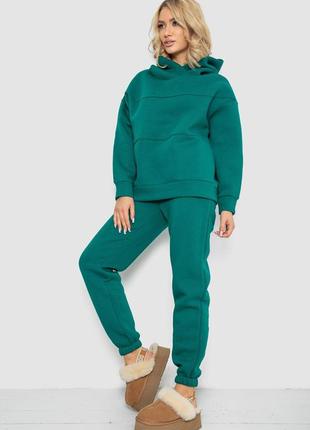 Спортивный костюм женский на флисе, цвет зеленый, 247r10765