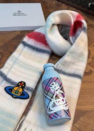 Подароковый комлект vivienne westwood теплый шарфик овьен вествуд и фирменный термос (термокрубка)